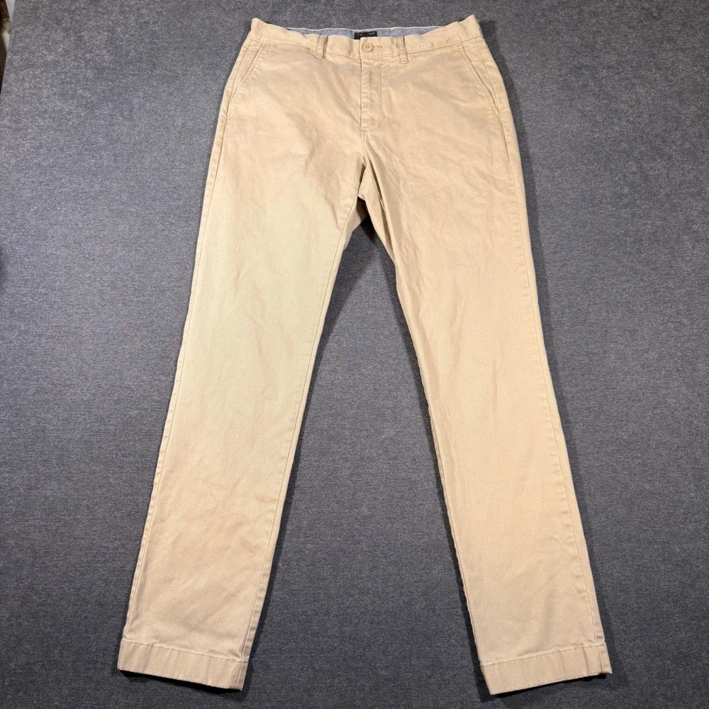 J. Crew Chino Pants Mens 30x32 Beige Athletic Fit Stretch Cotton Khaki Trousers